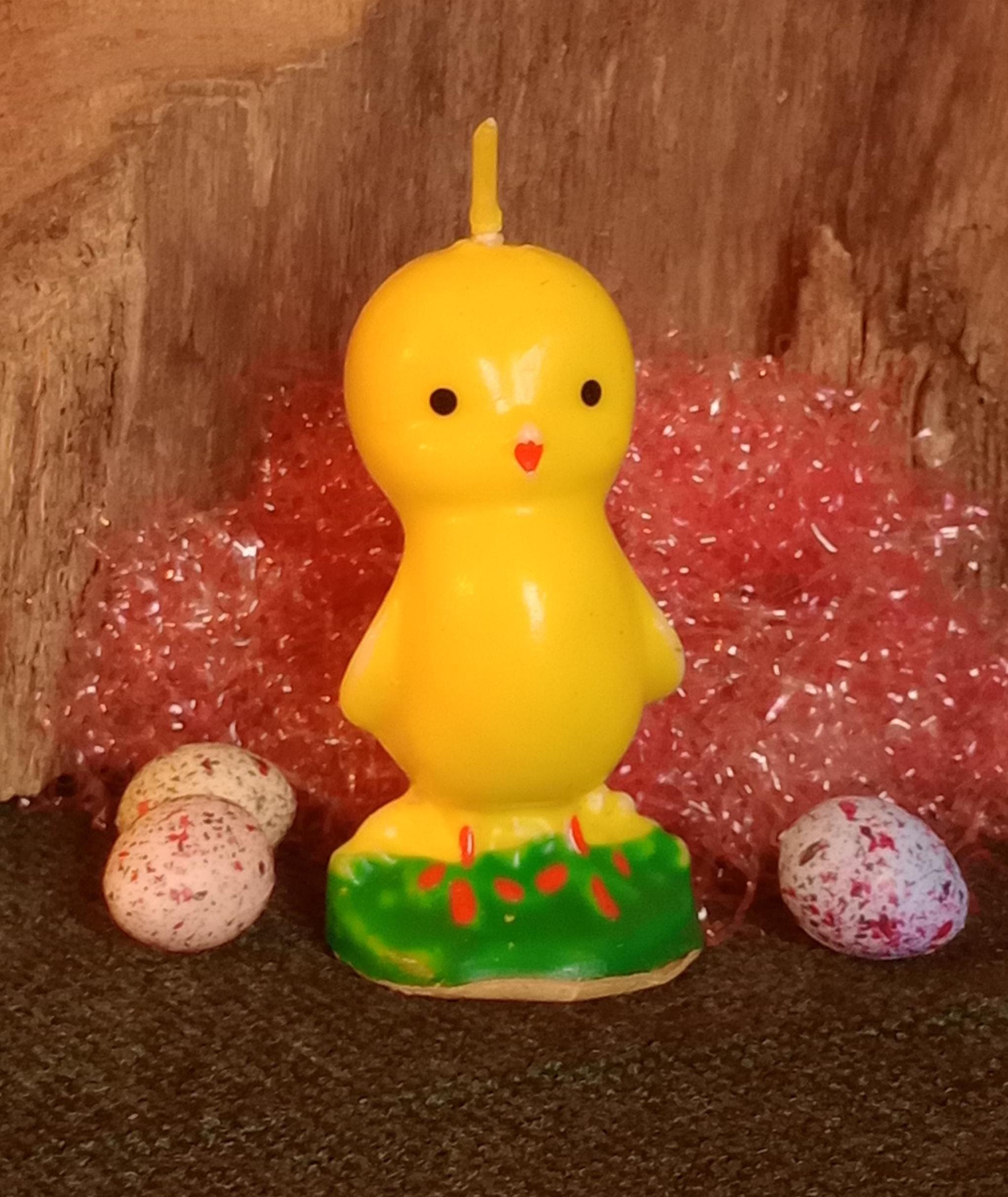 Vintage Gurley Easter Candle, Yellow Chick, Unlit w/ Original 15 Cents Label, Collectible Spring Bird Figural Wax Decoration, EXCELLENT!