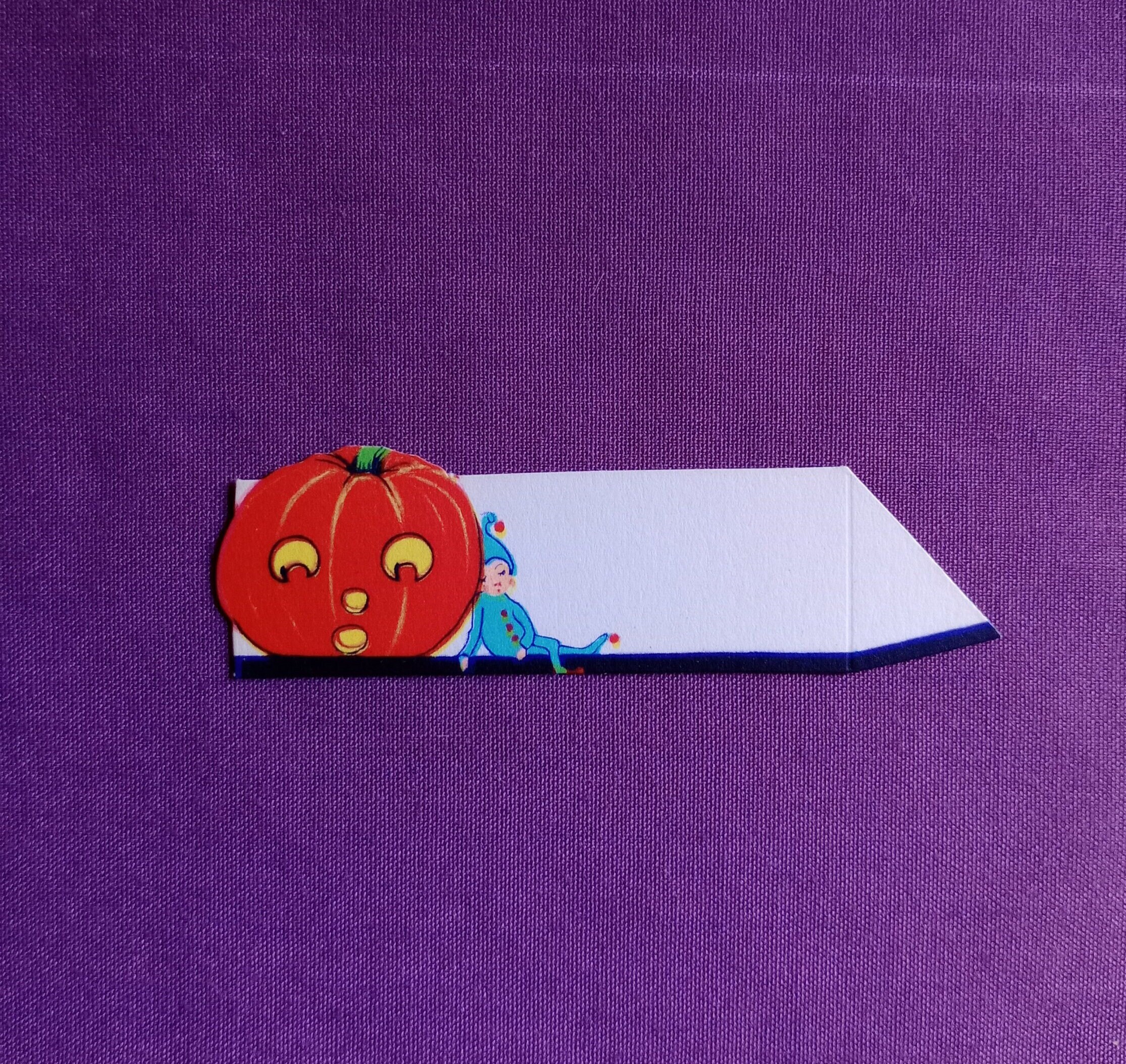 Vintage Halloween Place Card, Elf & Jack O' Lantern, 1930s Party ...