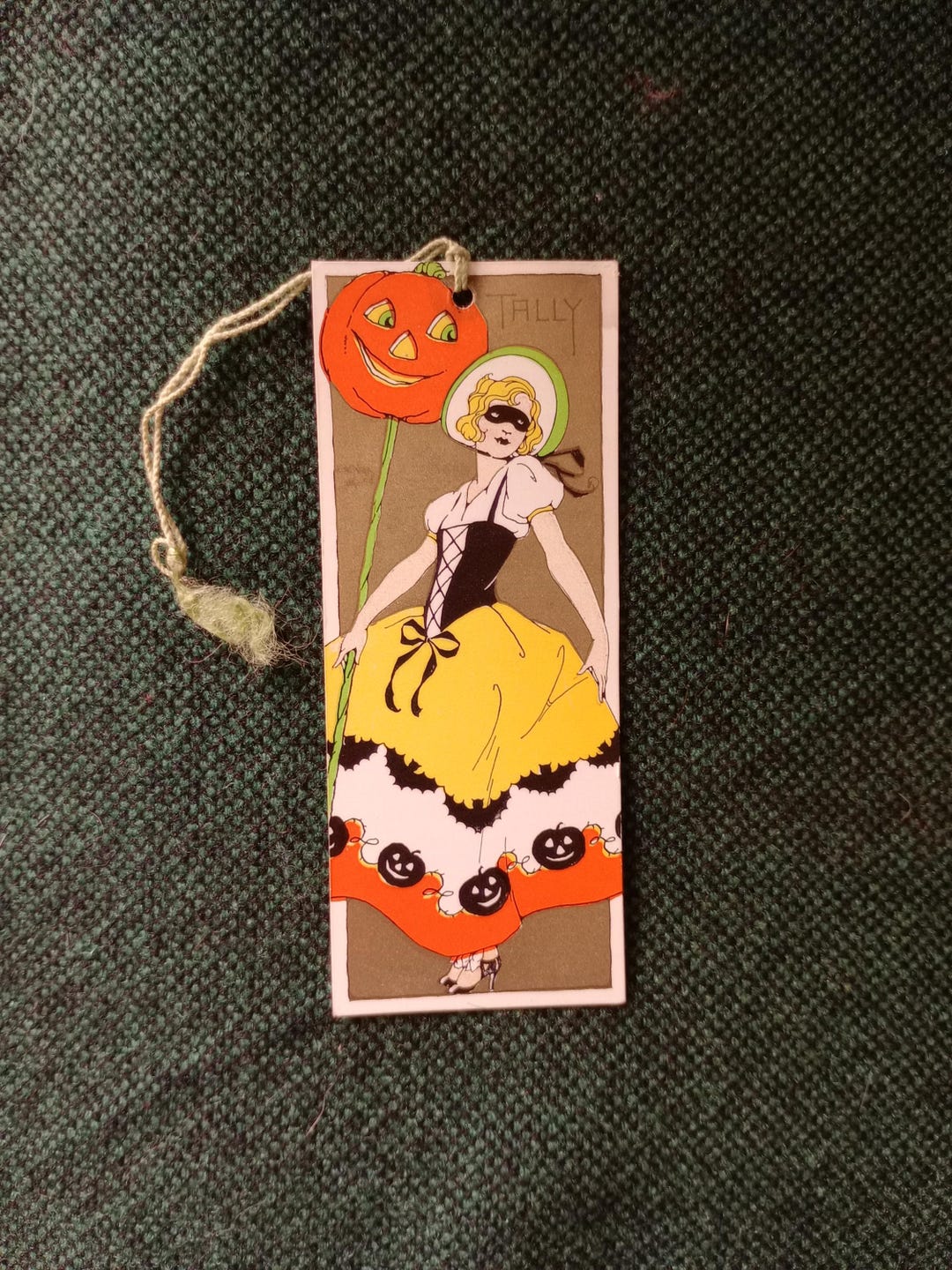 Antique Halloween Bridge Tally, Art Deco Masquerade Lady With Jack O ...