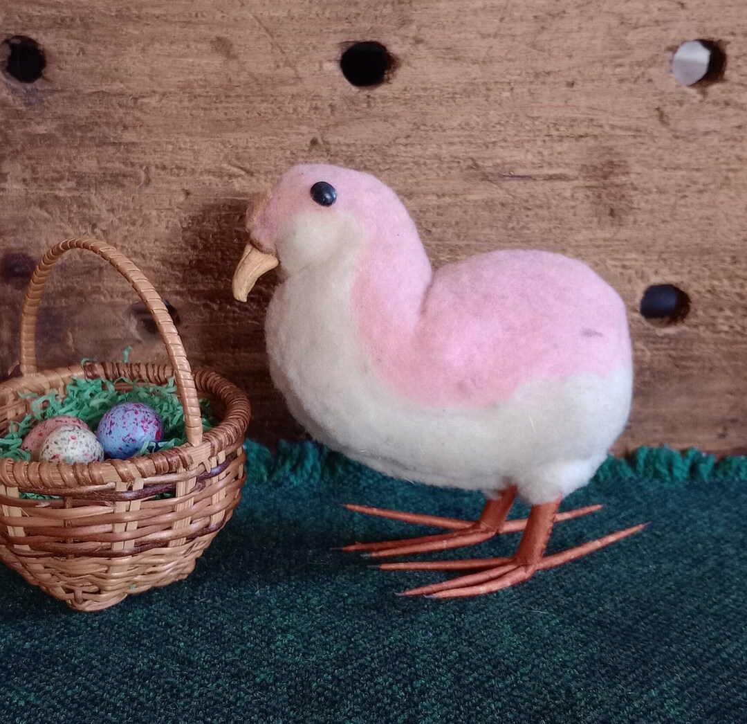 BIG 5 Vintage Cotton Batting Chicken, Pink & White Easter Chick With
