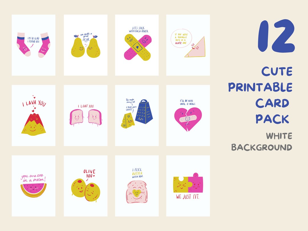24 Cute Printable Cards 57 Inches All Occasion Greeting - Etsy