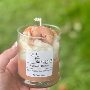 Dessert Style Soy Wax Candle, Pumpkin Sugar Donut, 12oz, Fall Candle