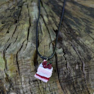 Polymer Clay Miniature Cake Necklace / Handmade Fimo Pastry Food Jewelry