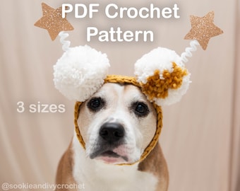 PDF Pattern: Oversized Pompom Dog Headband - Quick and easy beginner crochet pattern