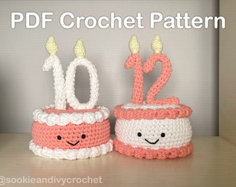 PDF Number Birthday Cake Amigurumi Crochet Pattern - Easy Beginner Crochet Pattern, birthday, anniversary, milestone DIY