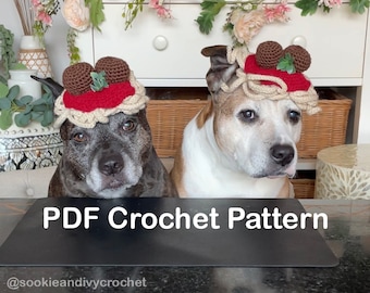 PDF Crochet Pattern - Spaghetti and Meatballs dog hat [quick and easy]