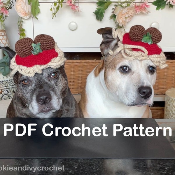 PDF Crochet Pattern - Spaghetti and Meatballs dog hat [quick and easy]