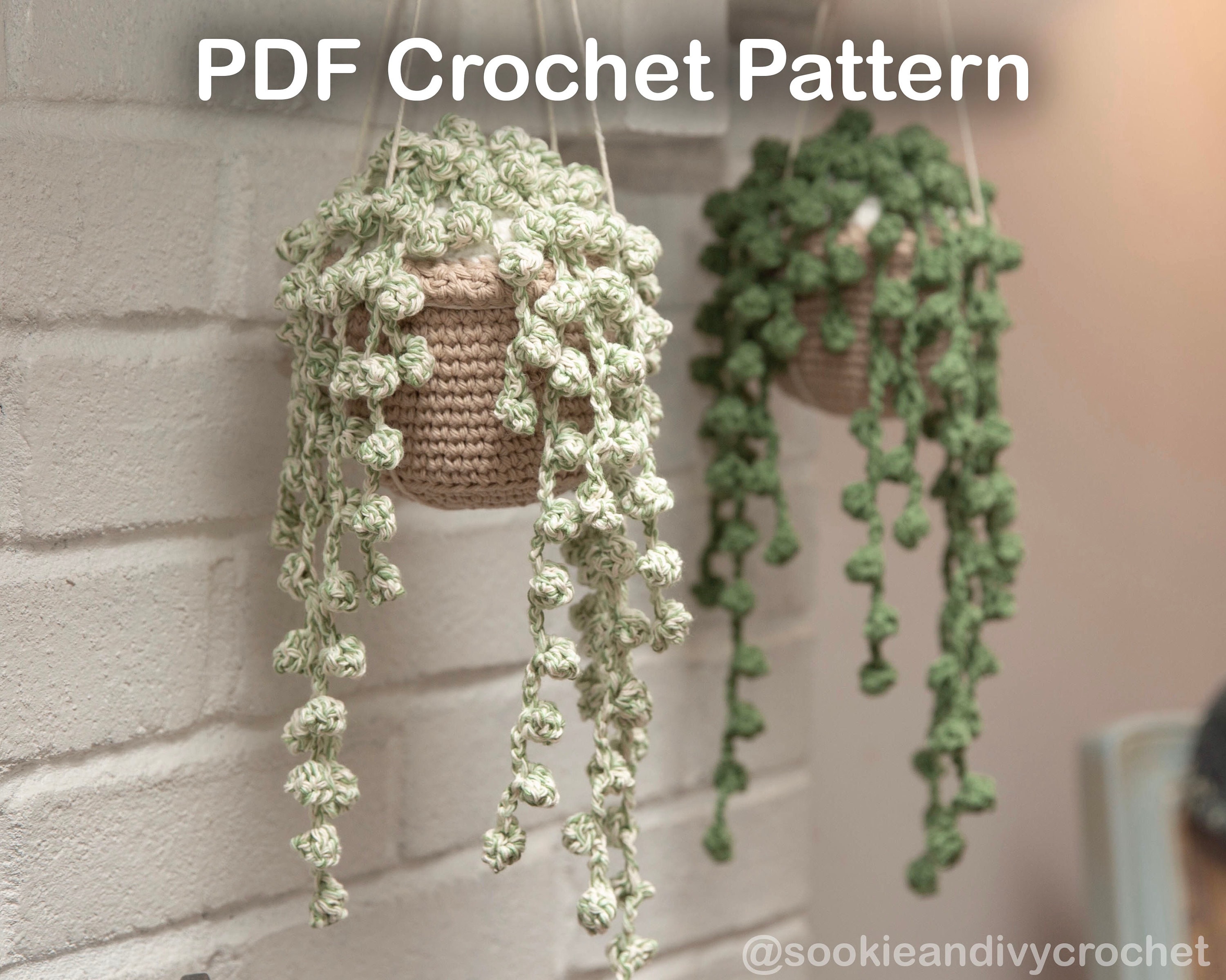 30 String of Pearls Crochet Patterns for Hanging Plants, Mini Pots, and Car Charms 21 Beginner String of Pearls Amigurumi Crochet Pattern