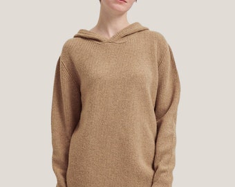 Oversized Pure Merino Wool Hoodie/ Women's Soft Sweater/ Winter Top