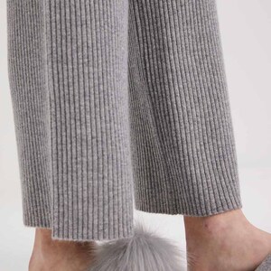 100% Cashmere Rib-Knit Leisure Bottoms/ Women's Thick and Comfy Pants image 6