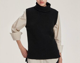 black wool vest womens