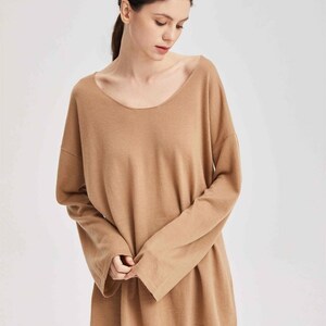 100% Cashmere Plush Pullover Top/ Super Soft and breathable peanut butter