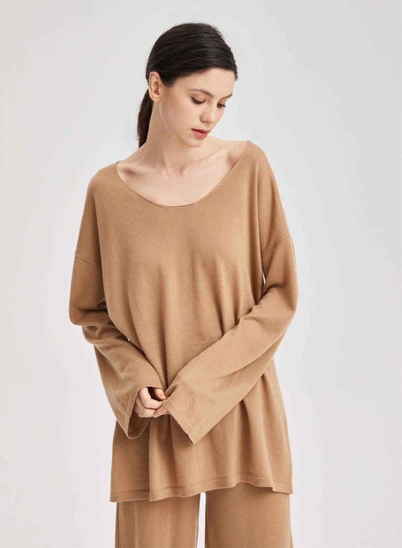 100% Cashmere Plush Pullover Top/ Super Soft and breathable peanut butter