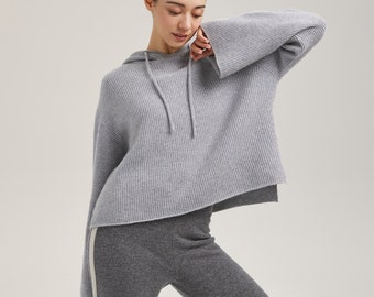 Cropped 100% Cashmere Hoodie/ Cuddly and Warm