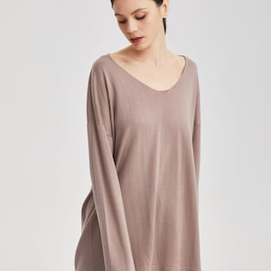 100% Cashmere Plush Pullover Top/ Super Soft and breathable nude pink