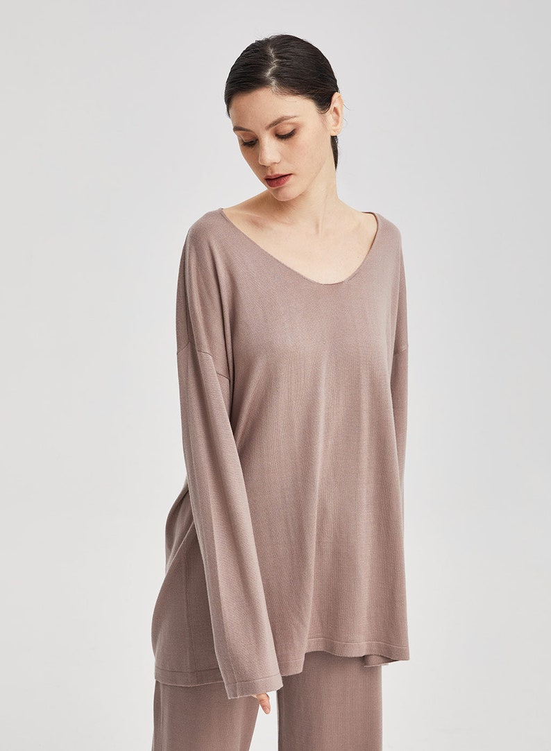 100% Cashmere Plush Pullover Top/ Super Soft and breathable nude pink