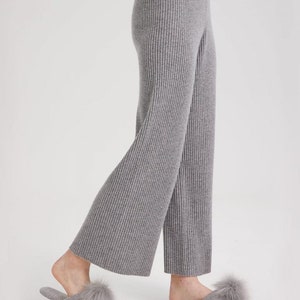 100% Cashmere Rib-Knit Leisure Bottoms/ Women's Thick and Comfy Pants image 5