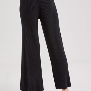 100% Cashmere Rib-Knit Leisure Bottoms/ Women's Thick and Comfy Pants image 4