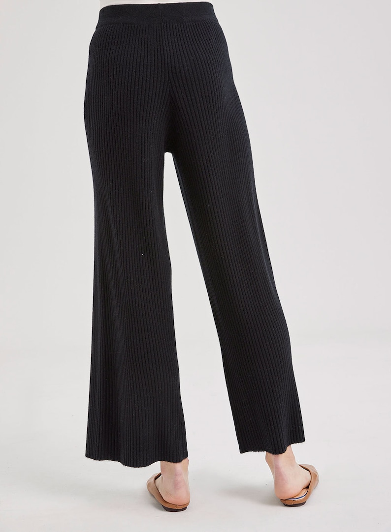 100% Cashmere Rib-Knit Leisure Bottoms/ Women's Thick and Comfy Pants image 4