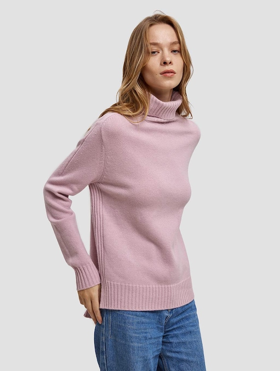 Funnel Neck 100 Cashmere Sweater Women s Pullover Top Etsy