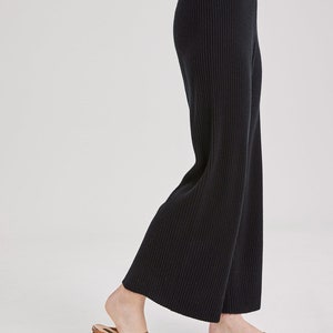 100% Cashmere Rib-Knit Leisure Bottoms/ Women's Thick and Comfy Pants image 3