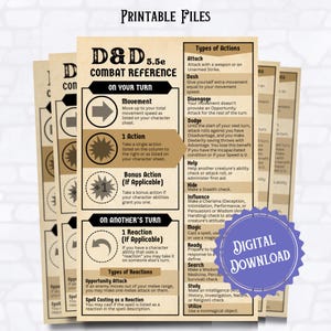 Combat Turn Tracker voor D&D 5e/5.5e – ADHD-vriendelijk hulpmiddel voor spelers – Afdrukbare RPG-tool – Visueel referentieblad – Digitale download