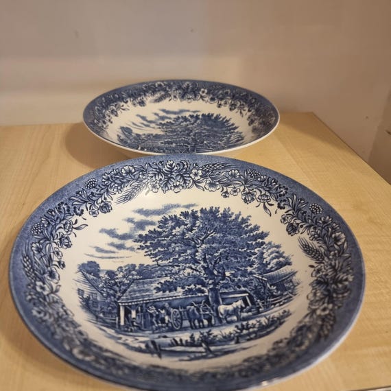 churchill England希少ヴィンテージボウル Buy Set of 2 Vintage Churchill England Blue & White Transferware