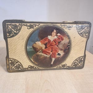 Vintage A.S. Wilkin Ltd. Toffee Tin – “The Red Boy” Artwork – Decorative Storage Box, Made in England