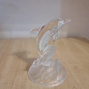 Cristal d’Arques France Lead Crystal Dolphin Figurine – Vintage Clear Glass Ocean Decor