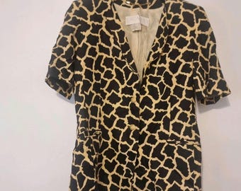 Vintage Escada Giraffe Print Linen Blazer - Made in Germany, Size 40