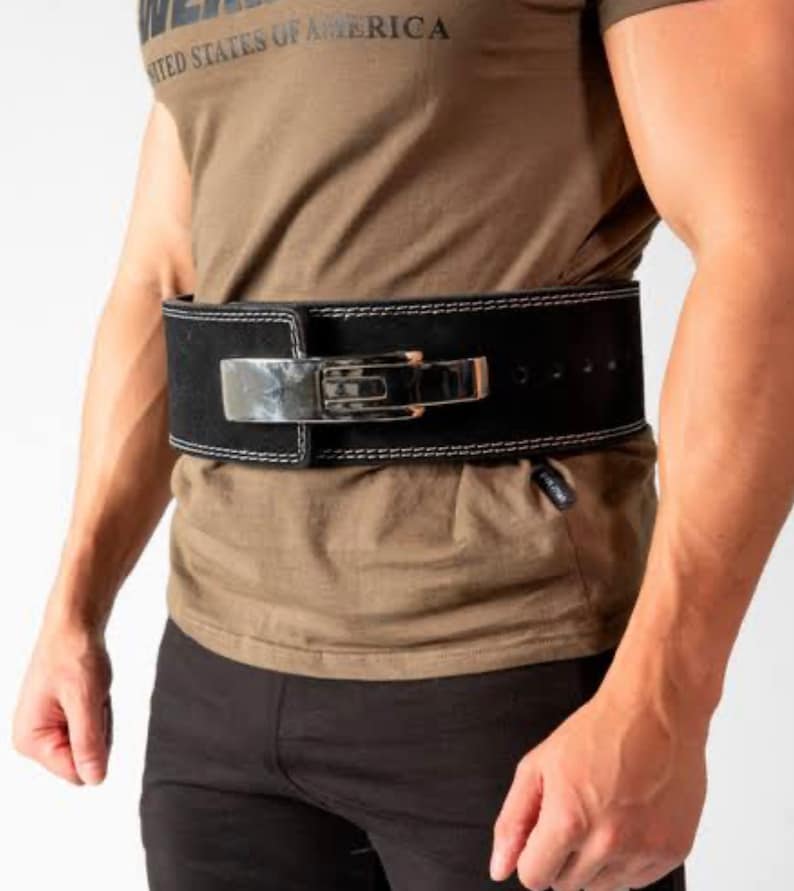 Anime Power Weightlifting Nubuck Leather Lever Belt 4 Wide Heavy Duty