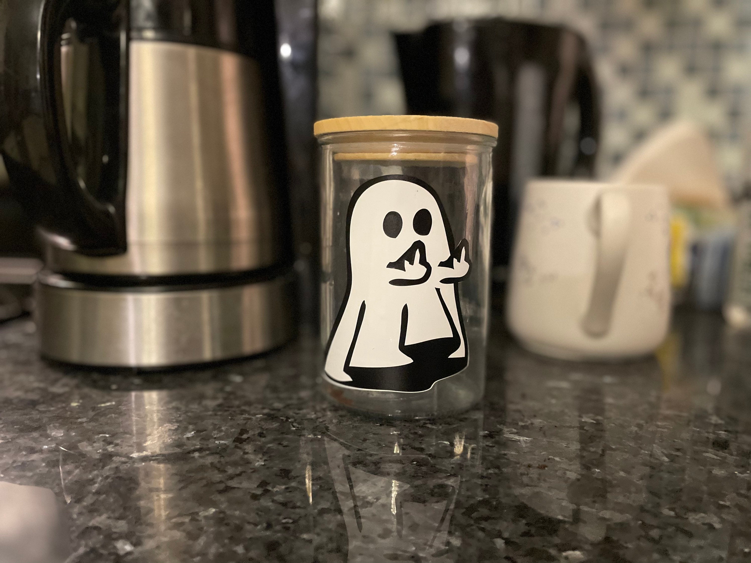 Air Tight Spooky Ghost Glass Canister Etsy