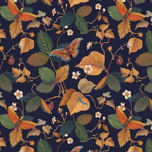 Golden Moths Card / Luxury Botanical Greetings Card UK / Blank Inside Cards / Autumn Nature Card image 3