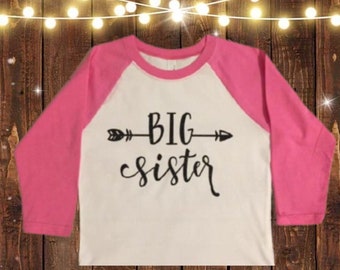 Big Sister Raglan Shirt, Baby Shower Gift