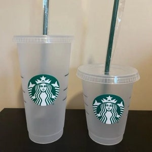 Hand Drawn Starbucks CLEAR Reusable Cups Your Choice of 