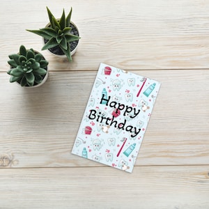Cartão de aniversário dentário/cartão de aniversário de assistente dentário/cartão de aniversário de dentista/presente dental/cartão de aniversário de higienista dental/dentista