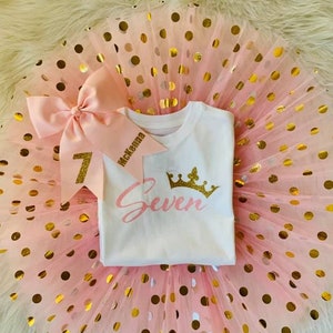 Seven Birthday Girl, Seven Birthday, Birthday Girl outfit, Seven, Birthday princess outfit, 7