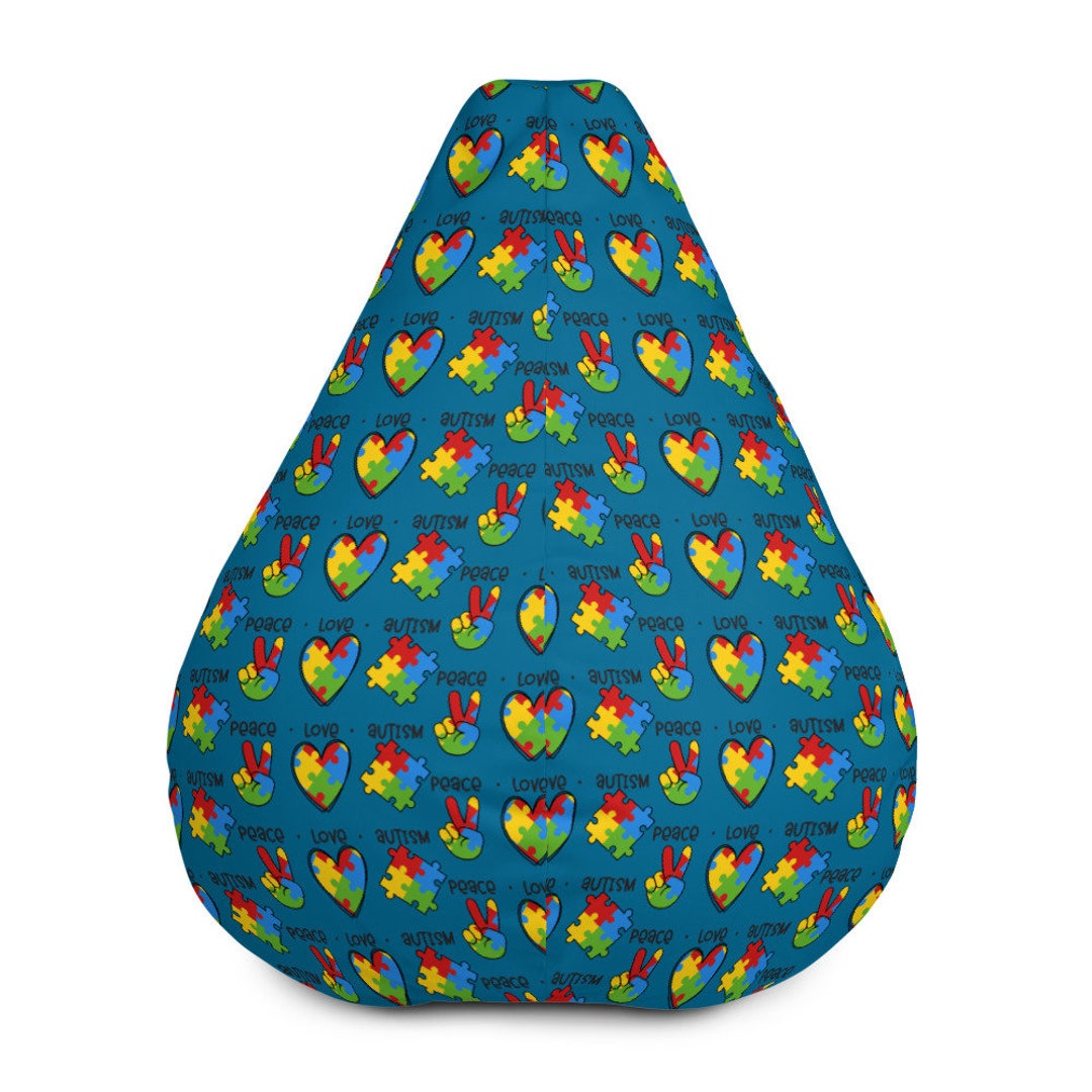 Autism Bean Bag Chair Cover Only/ Pease Love Autism Bean Bag Cover