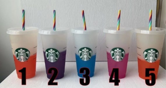 STARBUCKS Venti 24 fl oz Reusable Cold Drink Cup Set of 2 Siren Logo W/  Straws