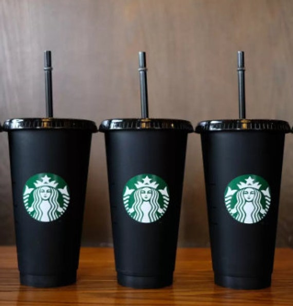 Black Starbucks Reusable Cup 24oz/ Plain Starbucks Cup/ 