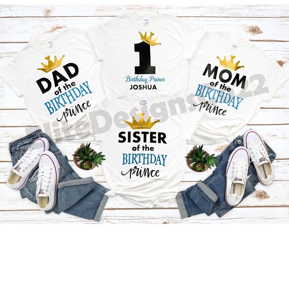 Mom Of The Birthday Boy T-Shirt - Gold Crown Design Mom Of The Birthday Boy T-Shirt - Gold Crown Design