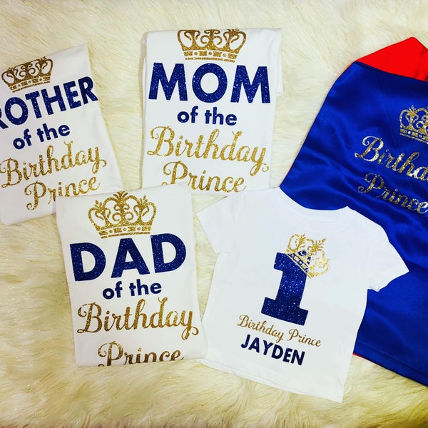 Birthday Prince Family matching T-shirt/ Birthday Prince Birthday/ Birthday Boy Family T-shirts/ Prince  Baby shower T-shirts/ One Birthday
