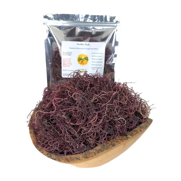 Jamaican Purple Sea Moss \ Irish Moss | Thin Macaroni | Organic Sundried | Wild Harvest | Hand Picked | Natural Minerals | Wildcrafted
