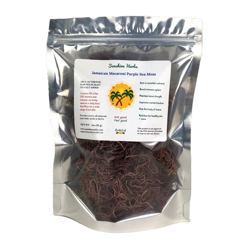 Jamaican Purple Sea Moss Irish Moss Thin Macaroni Organic Sundried Wild ...