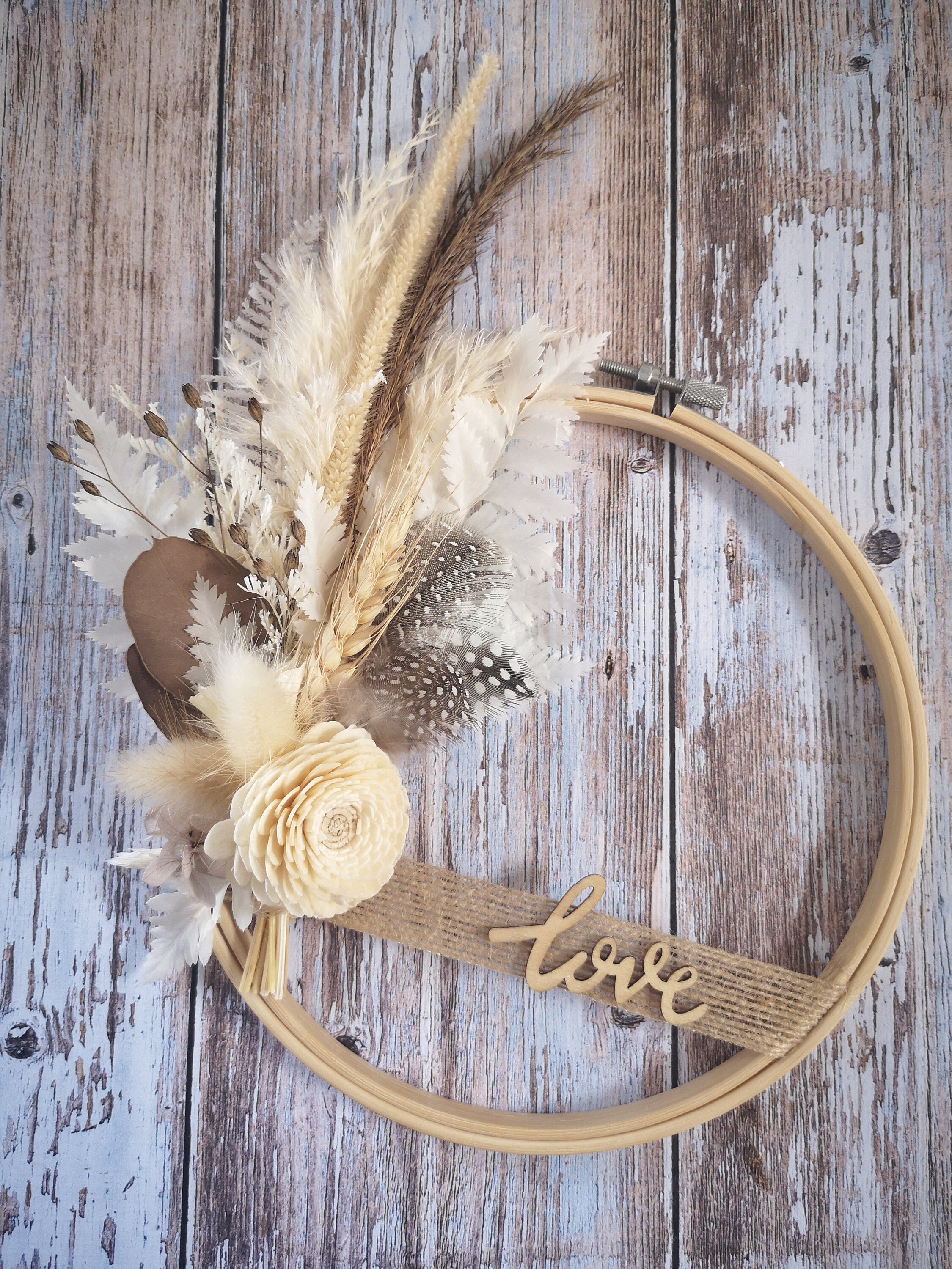 Tambour à Broder Orné de Fleurs Séchées Les Fleurettes