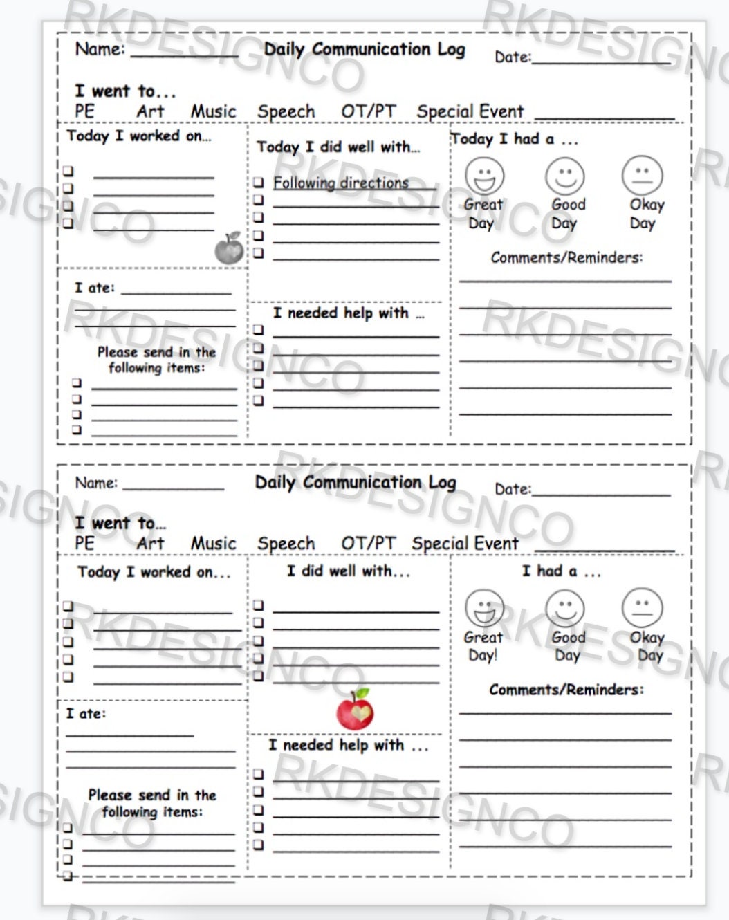 daily-communication-log-and-behavior-chart-for-kids-parent-etsy