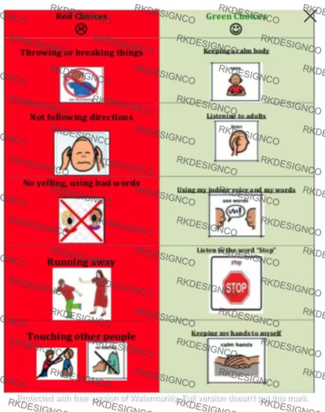 A Social Story About Making Red Choices and Green Choices-social Story ...