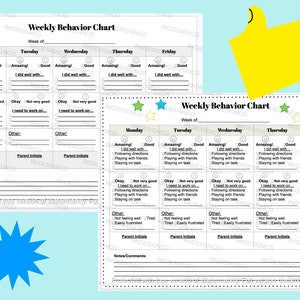 Behavior Chart for Kids- Weekly Classroom Management for Teachers ...