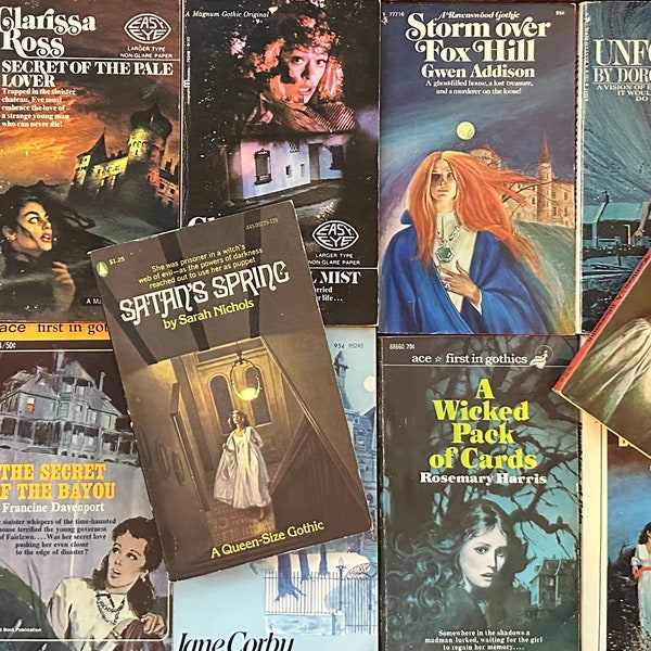 Gothic Romance Novels Vintage Horror Mystery Satanic Thrillers Clarissa Ross, Jane Corby Paperbacks Easy Eye Large Type 1970s Pick Your Book