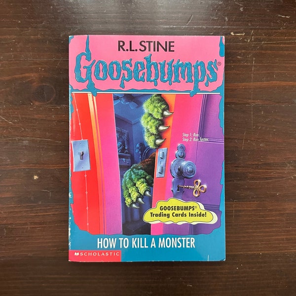 Goosebumps 46 How To Kill A Monster : RL Stine RARE 1st Edition 1st Printing With Cards And Bookmark Still Attached Vintage Collectible Book